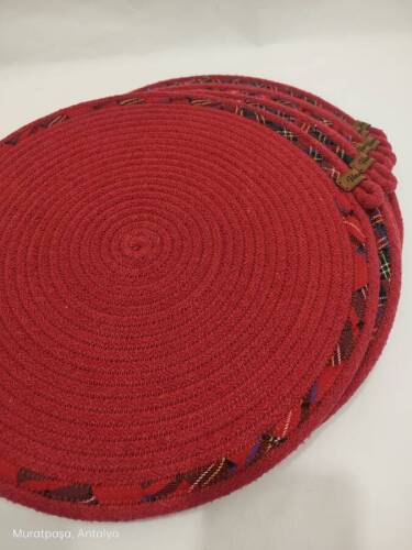 Kırmızı  Ekose Kumaş Geçişli 6lı Supla Takımı - 3