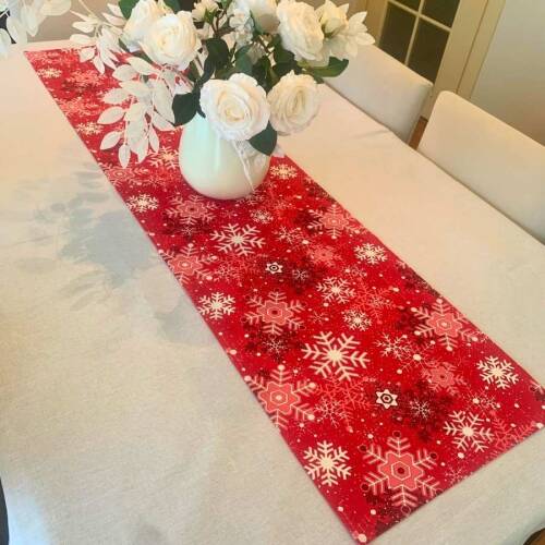 Kırmızı Kar tanesi desen Duck Keten Runner, Amerikan servis set - 3