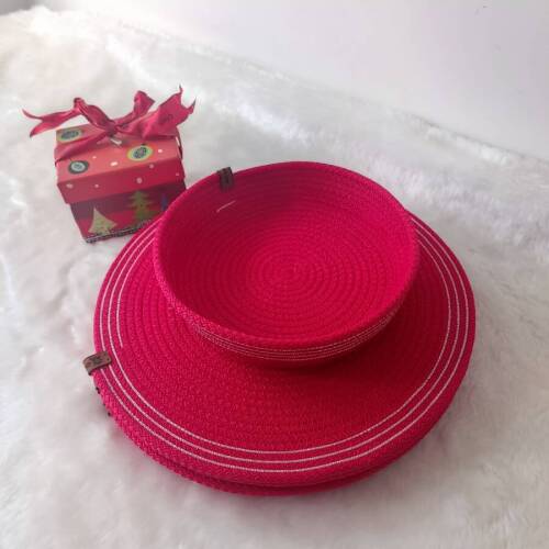 Kırmızı Metalik Gümüş Sim İp Çizgili Supla Amerikan Servis Sepet Takım