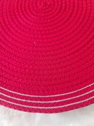 Kırmızı Metalik Gümüş Sim İp Çizgili Supla Amerikan Servis Sepet Takım - 4