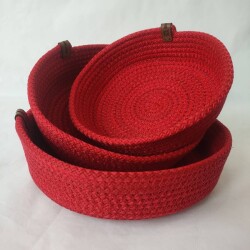 Kırmızı  Polyester 3 lü Organizer Sepet Takımı - 1