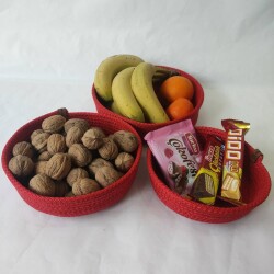 Kırmızı  Polyester 3 lü Organizer Sepet Takımı - 2