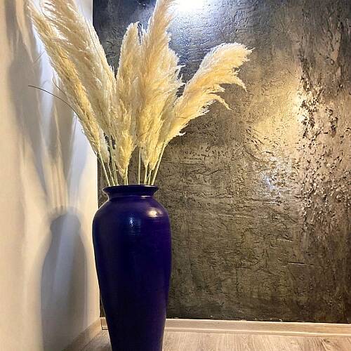 Midnight Blue | Büyük Boy El Yapımı Dekoratif Toprak Küp Vazo – Modern Salon Dekoru - 3