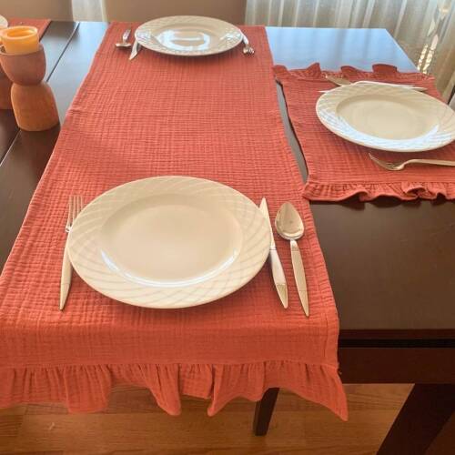 Müslin kumaş Amerikan servis, runner set - 2