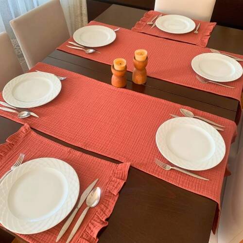 Müslin kumaş Amerikan servis, runner set