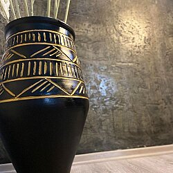 Obsidian Gold | Büyük Boy Dekoratif Toprak Küp Vazo Bohem Salon Dekoru - 2