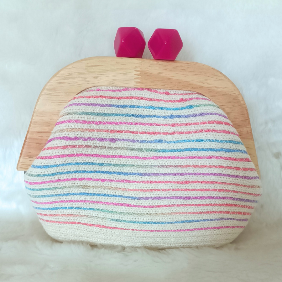  Ahşap Burslu,Renk Geçişli   Fonksiyonel El Yapımı Çanta  - 1