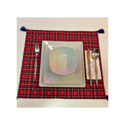 Kırmızı-Laci Ekose Duck Keten Runner, Amerikan servis Seti - 3