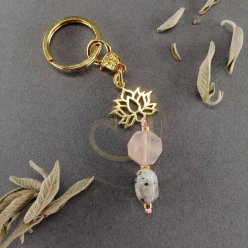 Sevgi Ve Şifa  Pembe Kuvars-Aytaşı Anahtarlık - 2