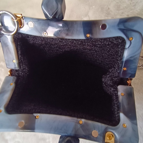  Siyah Şönil İp Tasarım Akrilik Burslu Çanta - 3