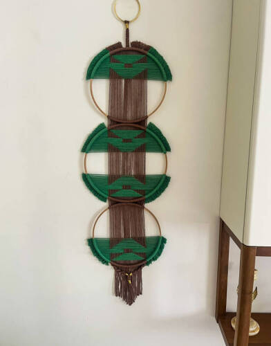 Terra Verde El Yapımı 3 lü Geometrik Duvar Süsü | Makrome Kasnak Set | Bohem Duvar Dekoru - Hanımefendy