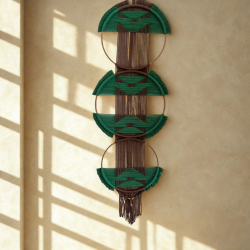 Terra Verde El Yapımı 3 lü Geometrik Duvar Süsü | Makrome Kasnak Set | Bohem Duvar Dekoru - 2