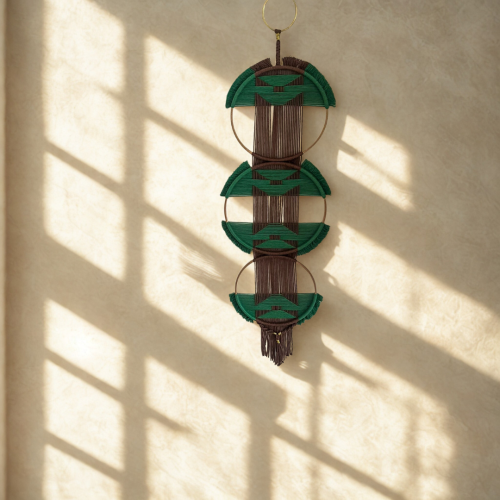 Terra Verde El Yapımı 3 lü Geometrik Duvar Süsü | Makrome Kasnak Set | Bohem Duvar Dekoru - Hanımefendy